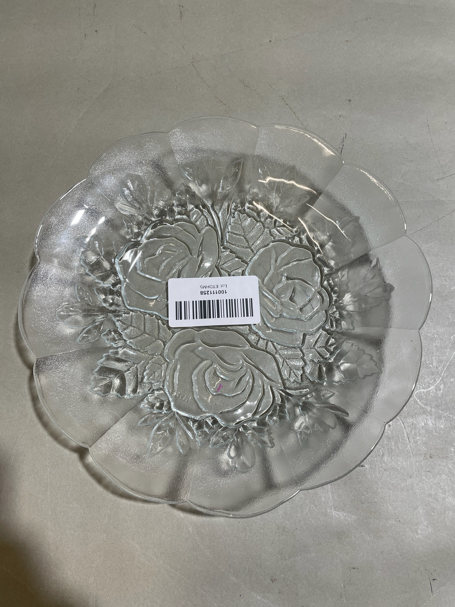 Clear Scalloped Floral Glass Dish