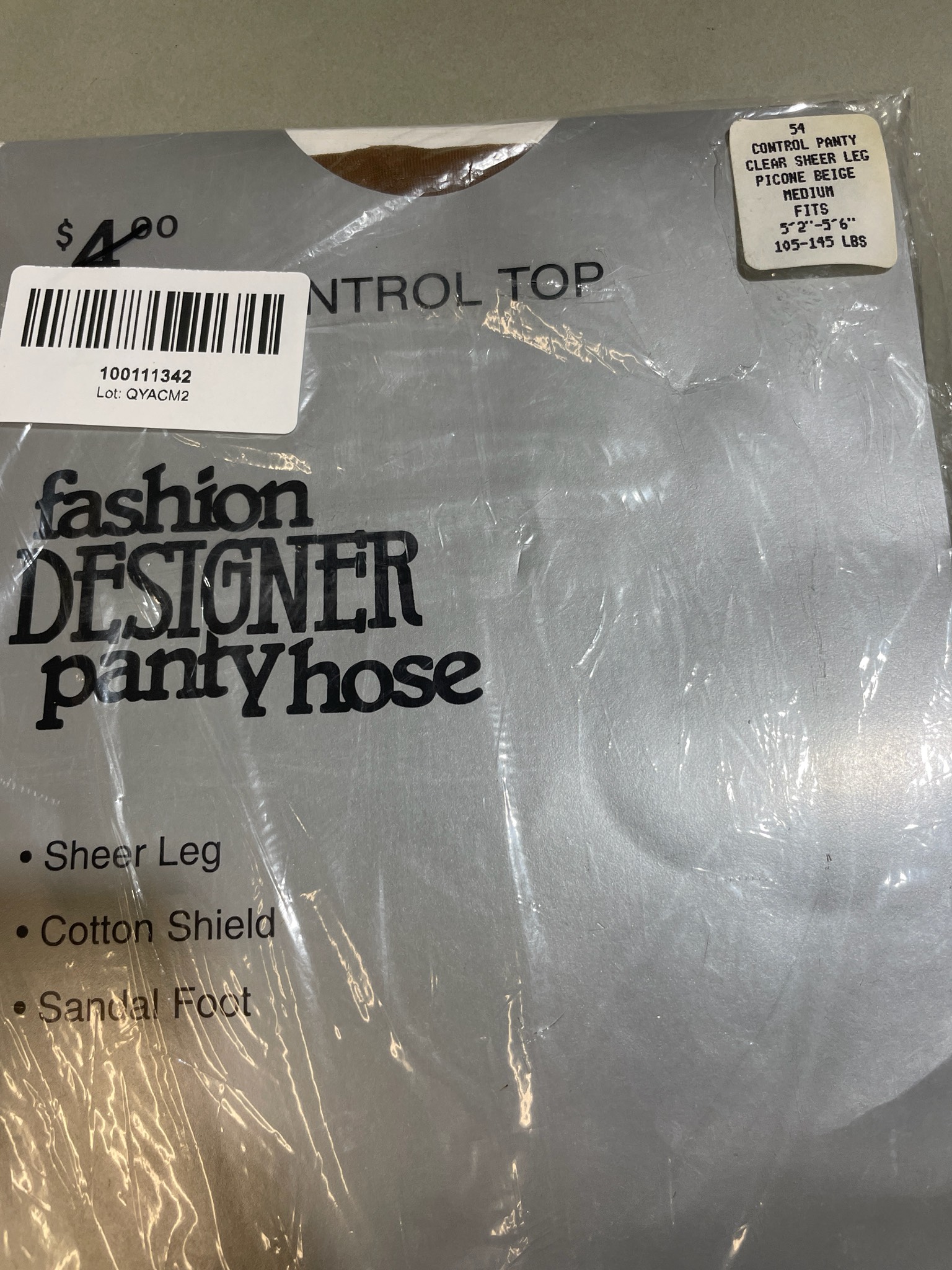 Brown Sheer Control Top Pantyhose