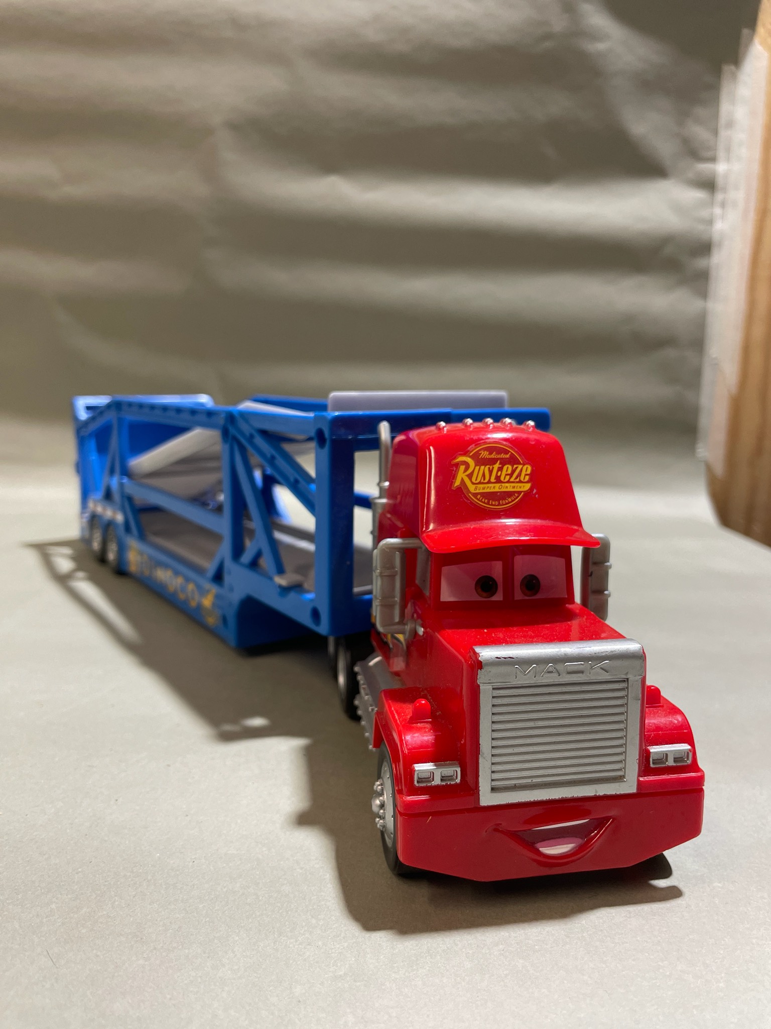 Red Character Truck With Blue Car Carrier Trailer
