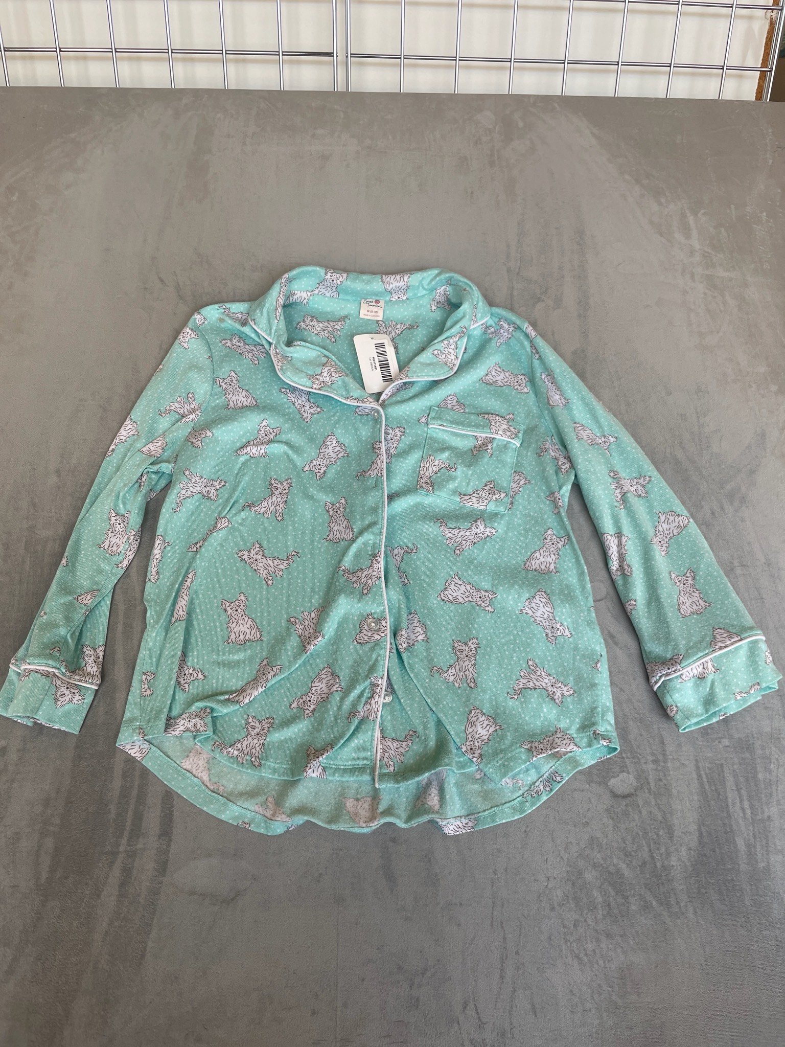 Scent Treasures Turquoise Animal Print Knit Pajama Top Size M (8-10)