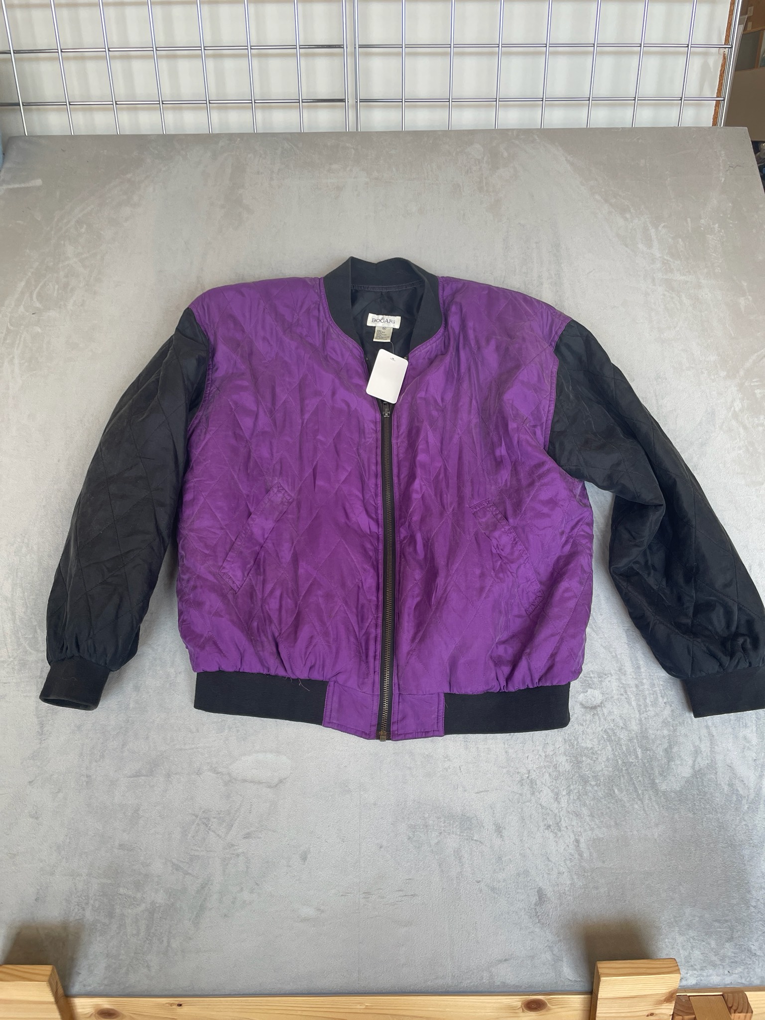 BOGARI Purple and Black Silk Bomber Jacket Size M