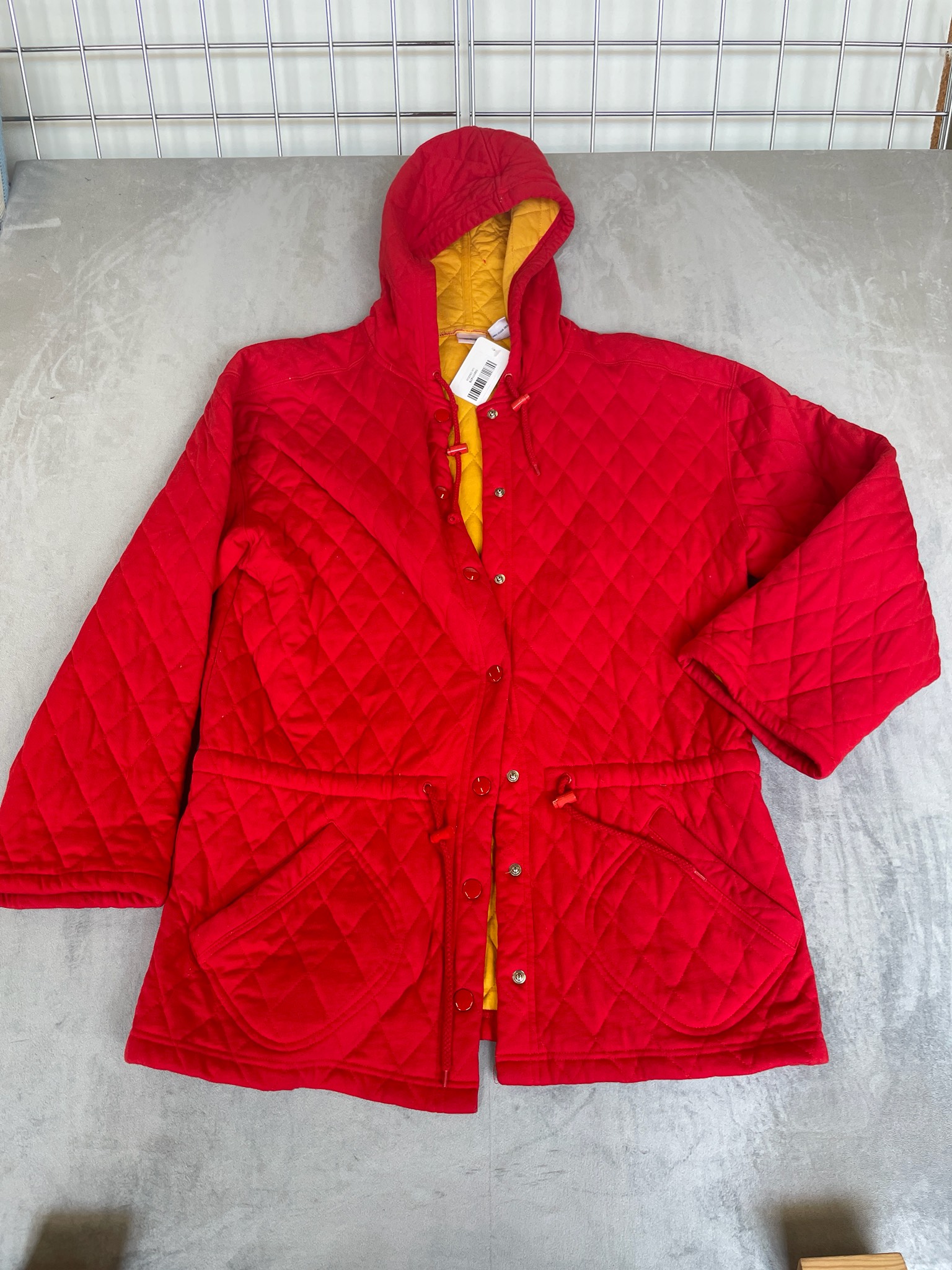 IZOD Red Quilted Cotton Hooded Jacket Size Medium