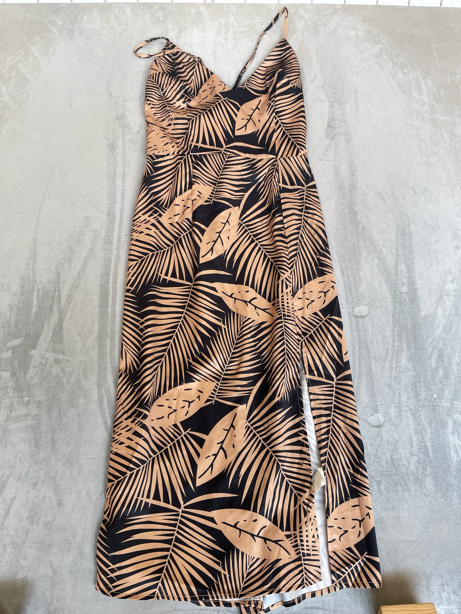 Peach and Black Tropical Print Jumpsuit