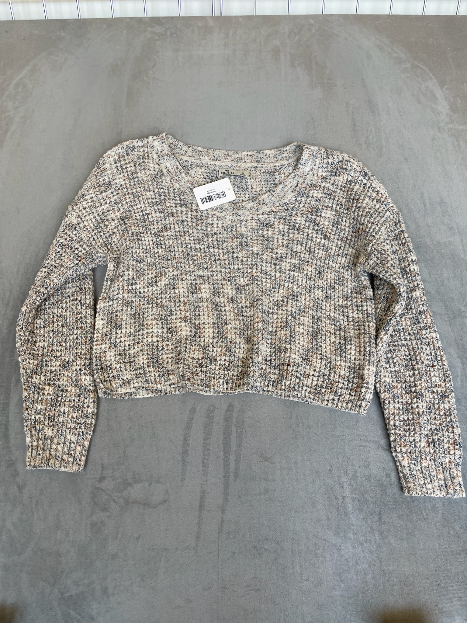 Hollister Cream Flecked Knit Sweater Size S