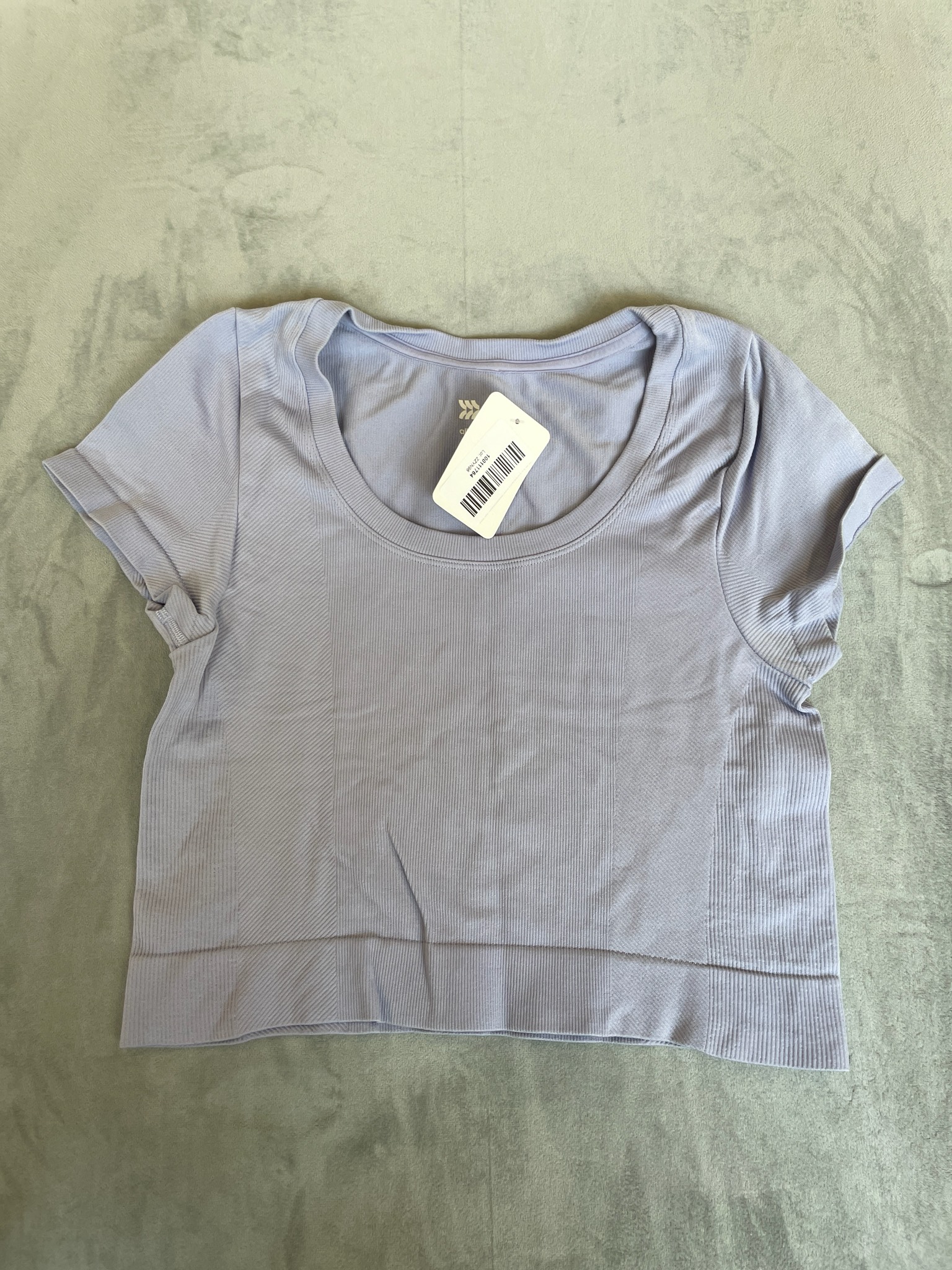 All in Motion Blue Gray Nylon Spandex Cropped Short Sleeve Top Size M