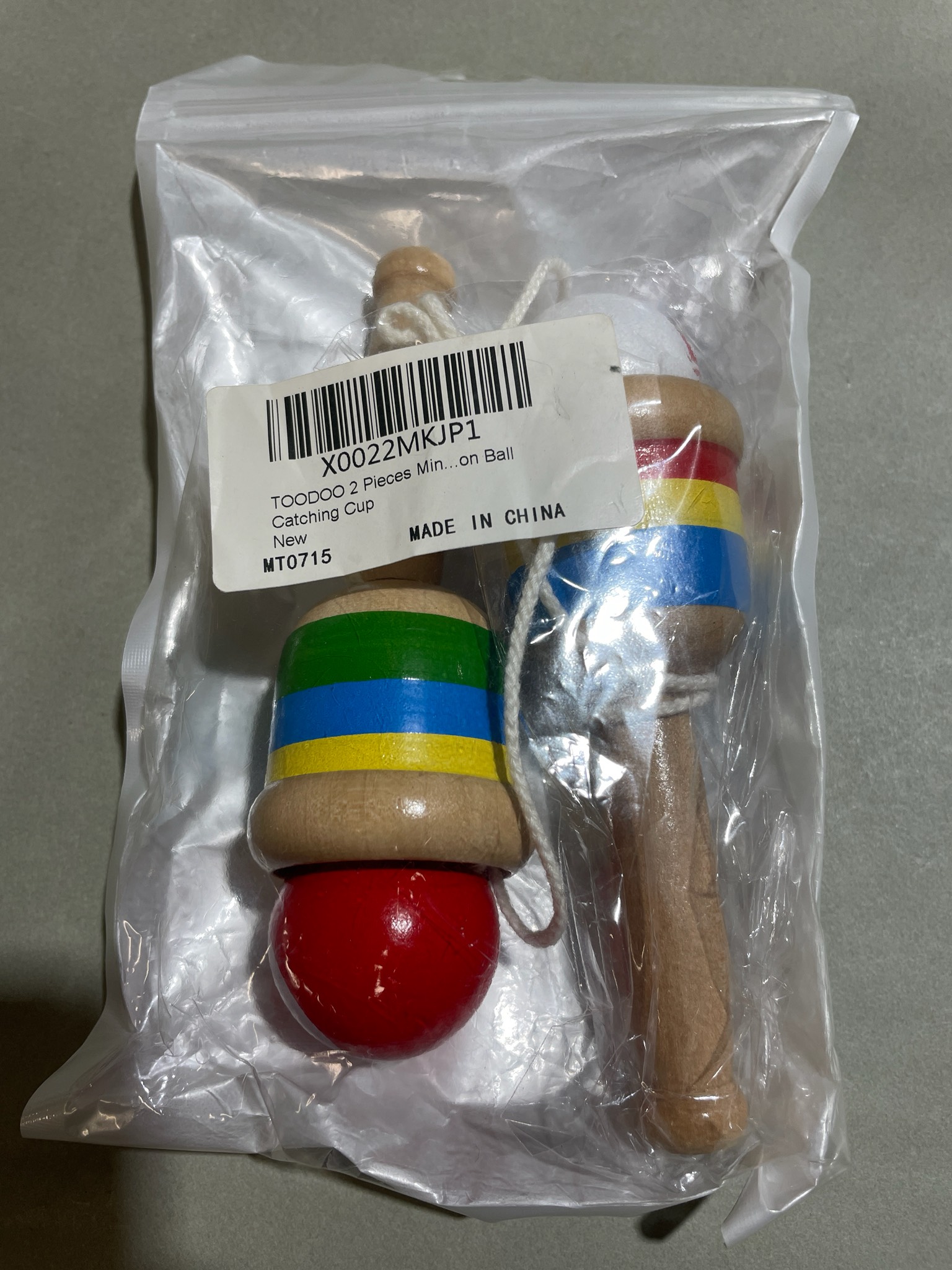 TOODOO Multicolor Two Piece Cup and Ball Toy Set