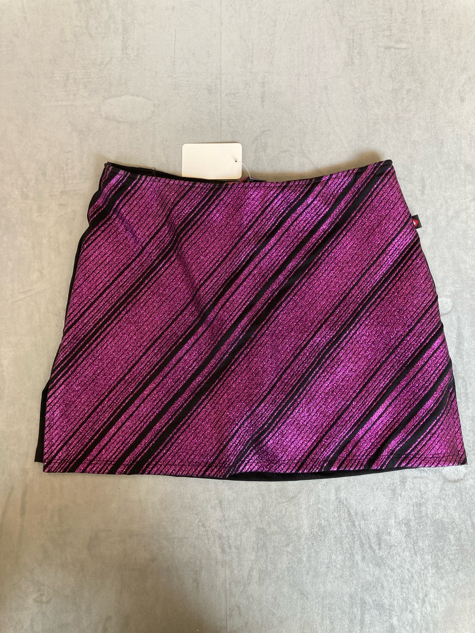 Hot Kiss Magenta and Black Striped Polyester Skirt Size M