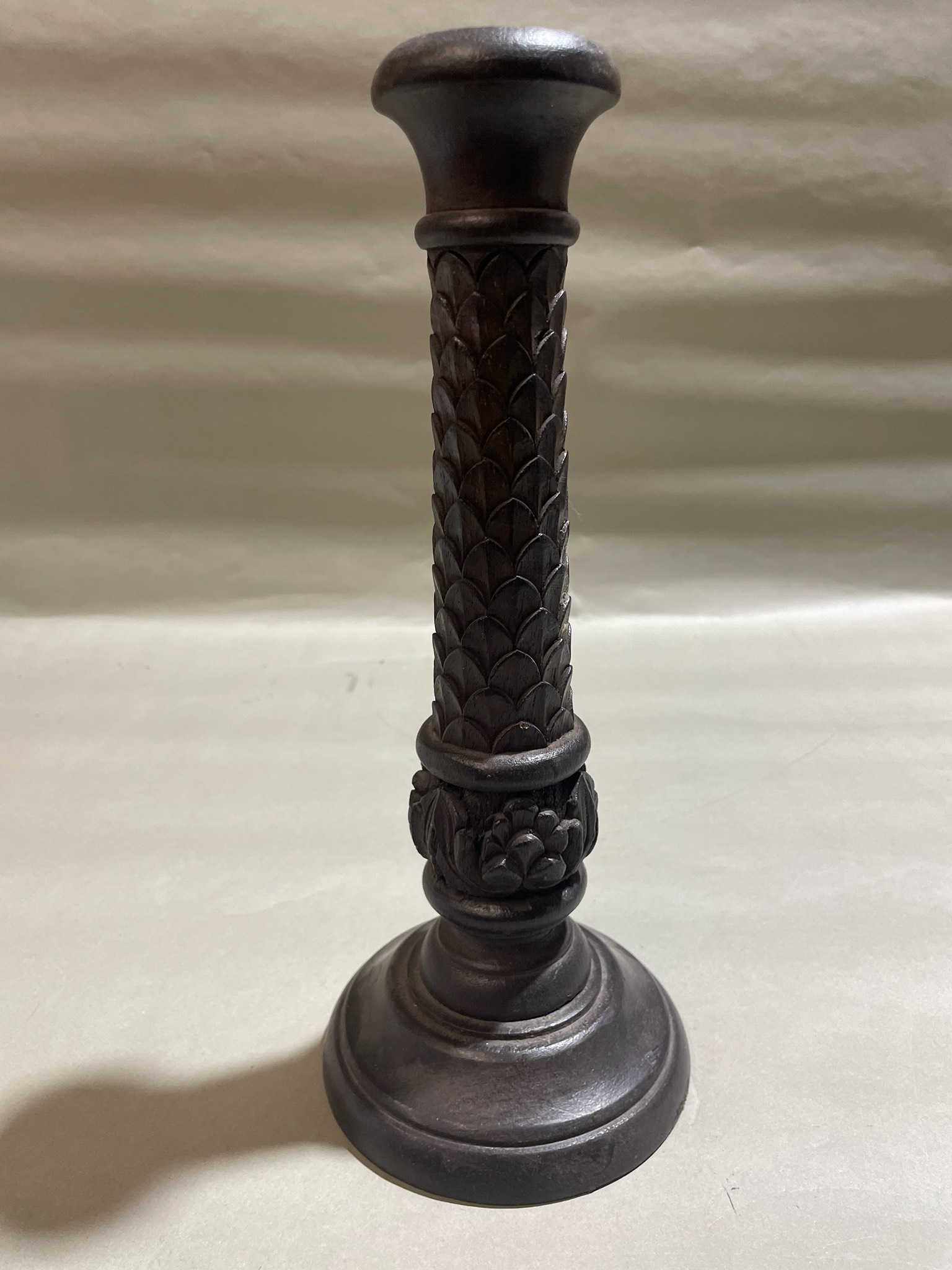 Dark Brown Ornate Candlestick Holder