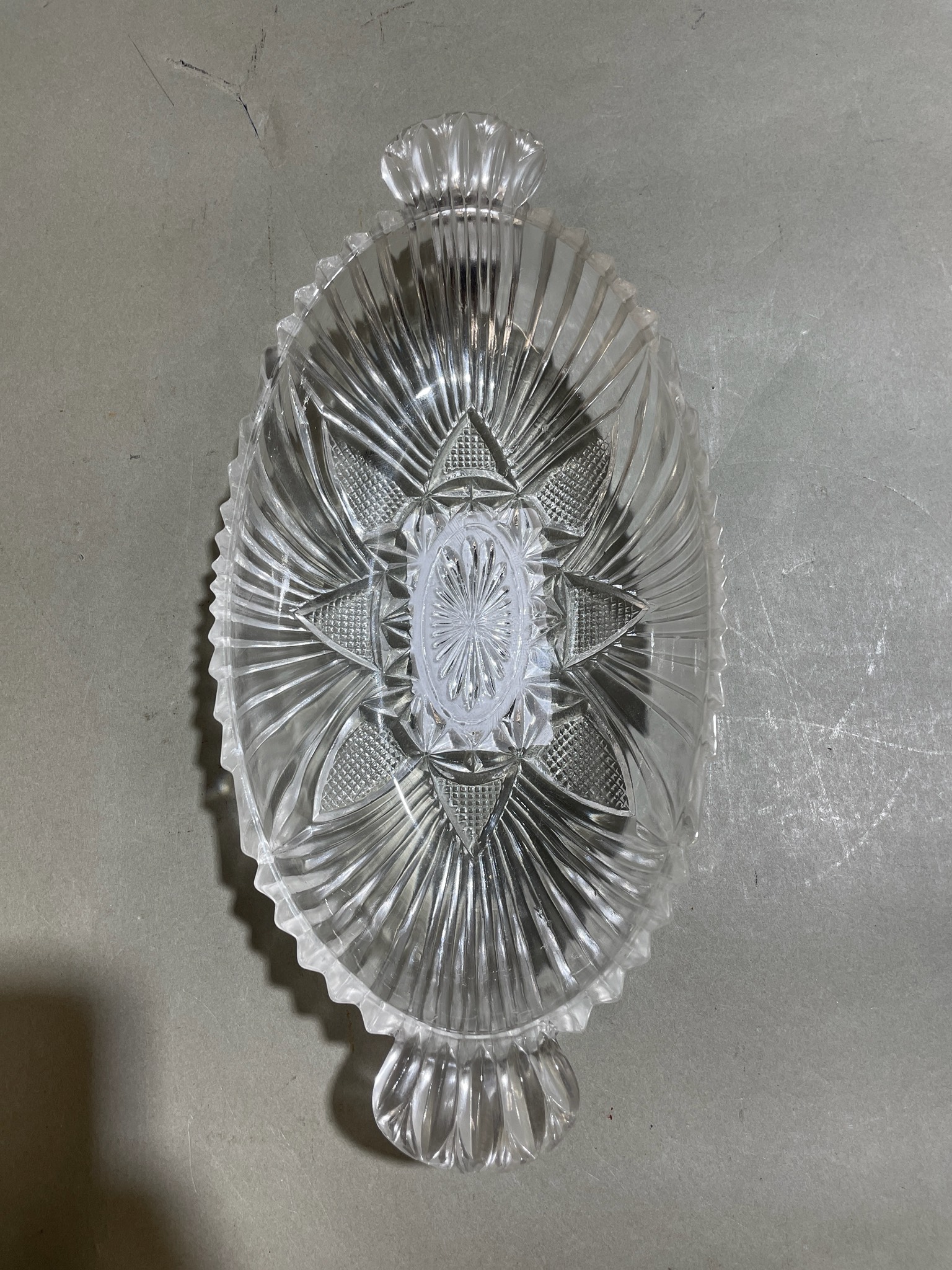 Clear Oval Pressed Glass Serving Dish