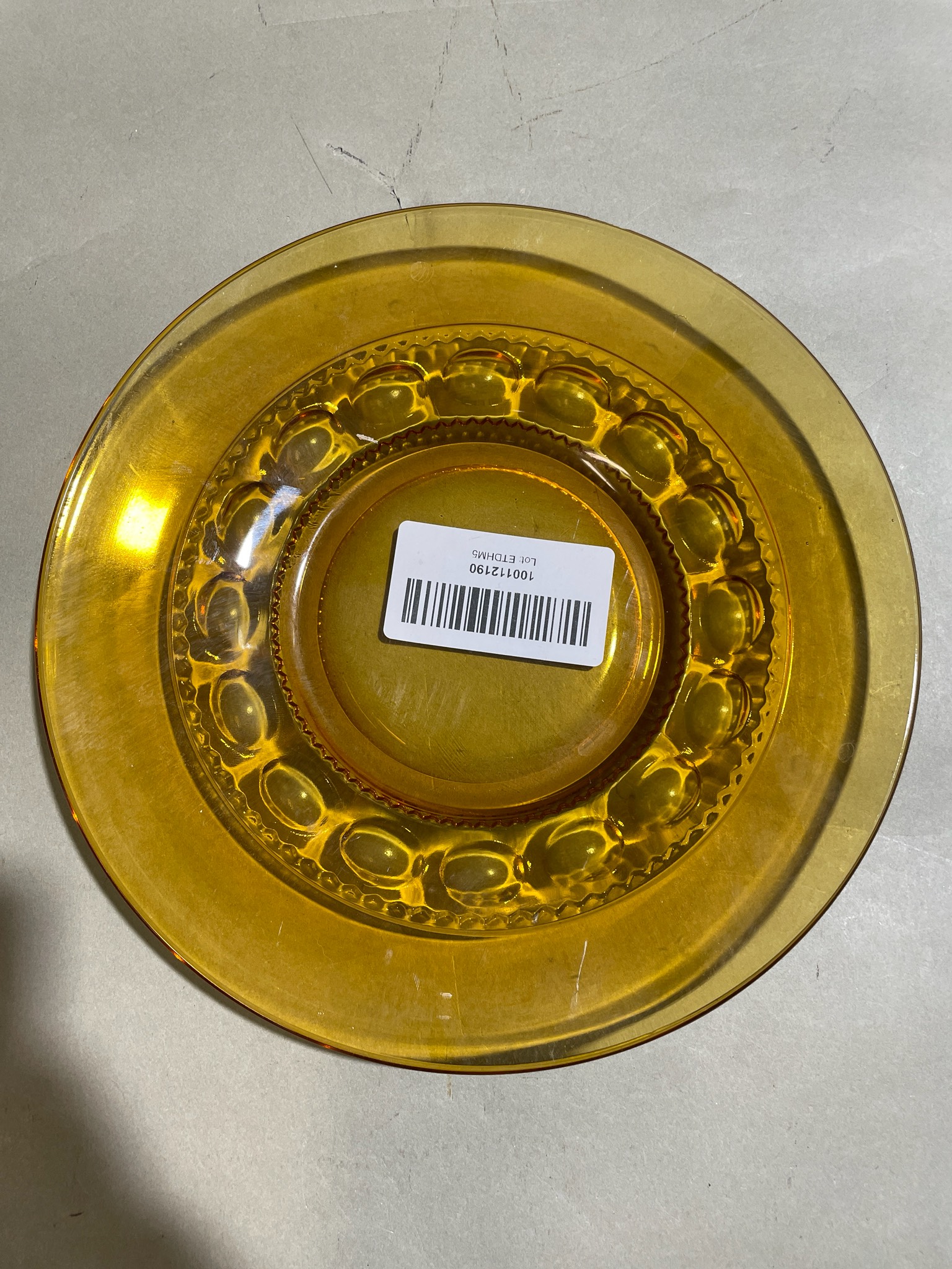 Amber Pressed Glass Plate