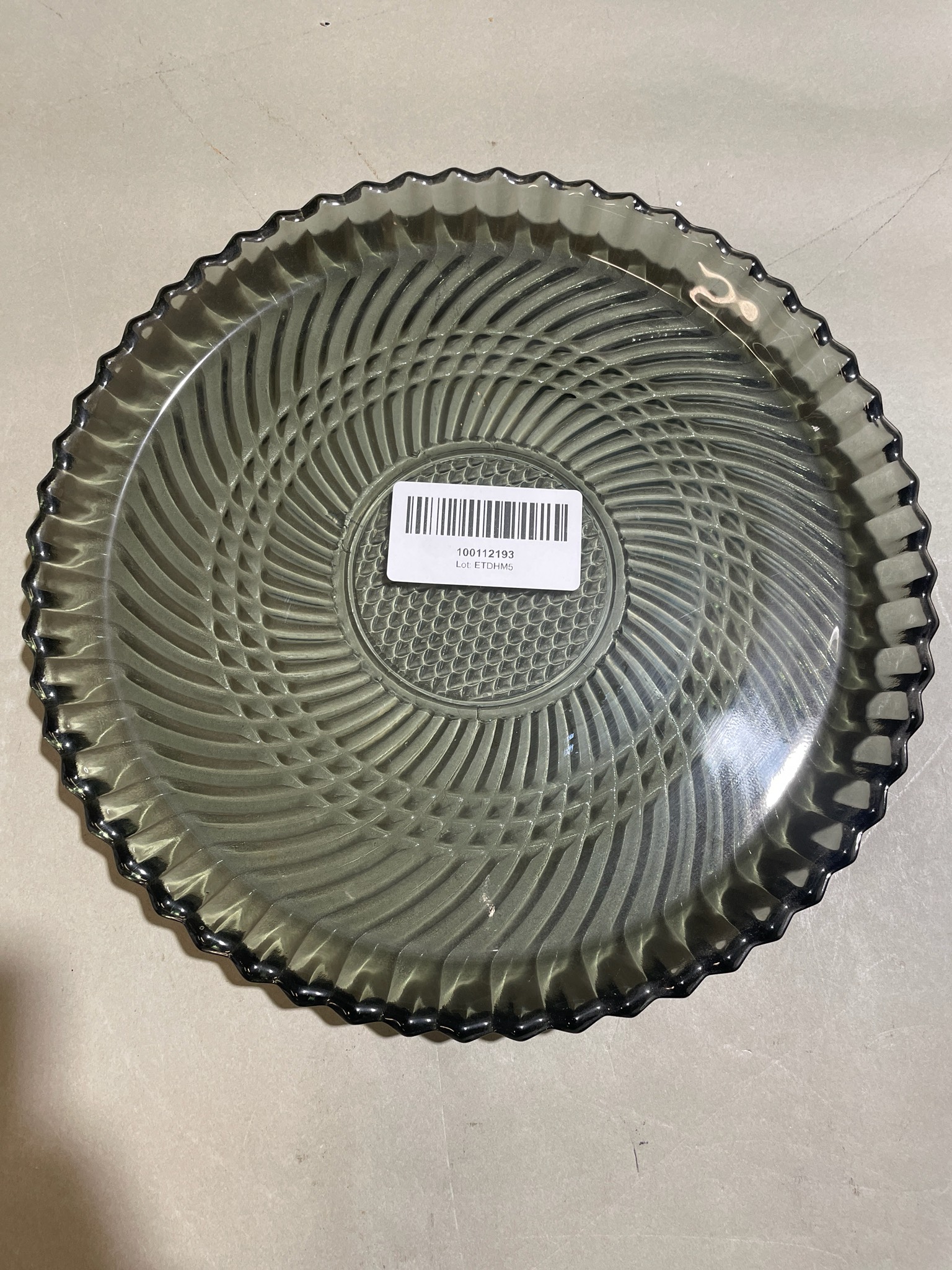 Gray Glass Scalloped Plate