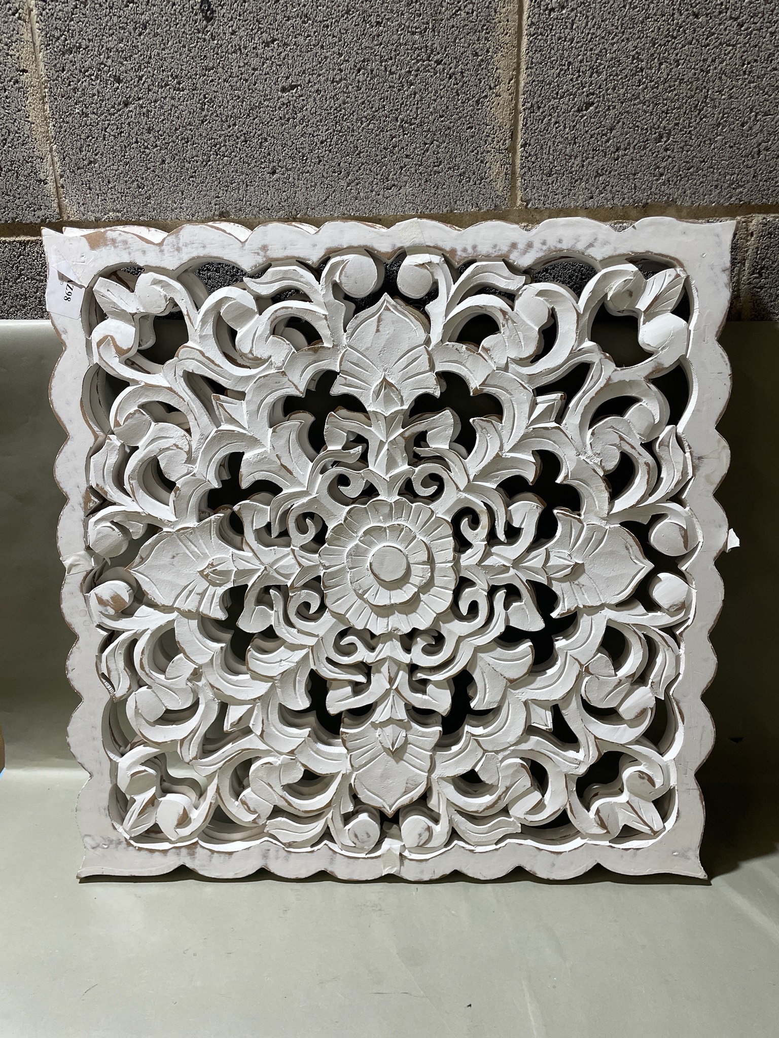 White Floral Openwork Wall Panel