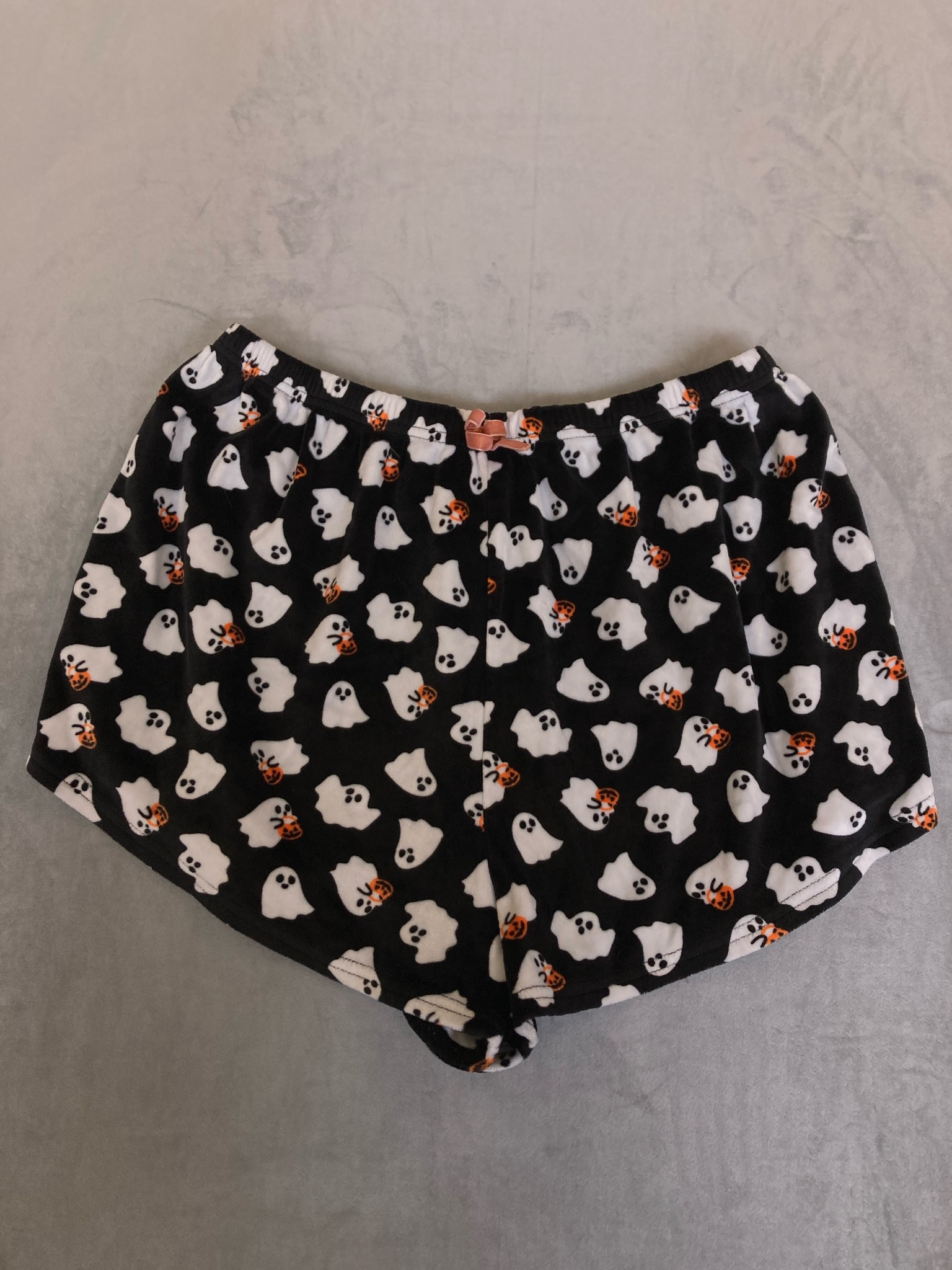 Black Ghost Print Polyester Shorts Size XXL