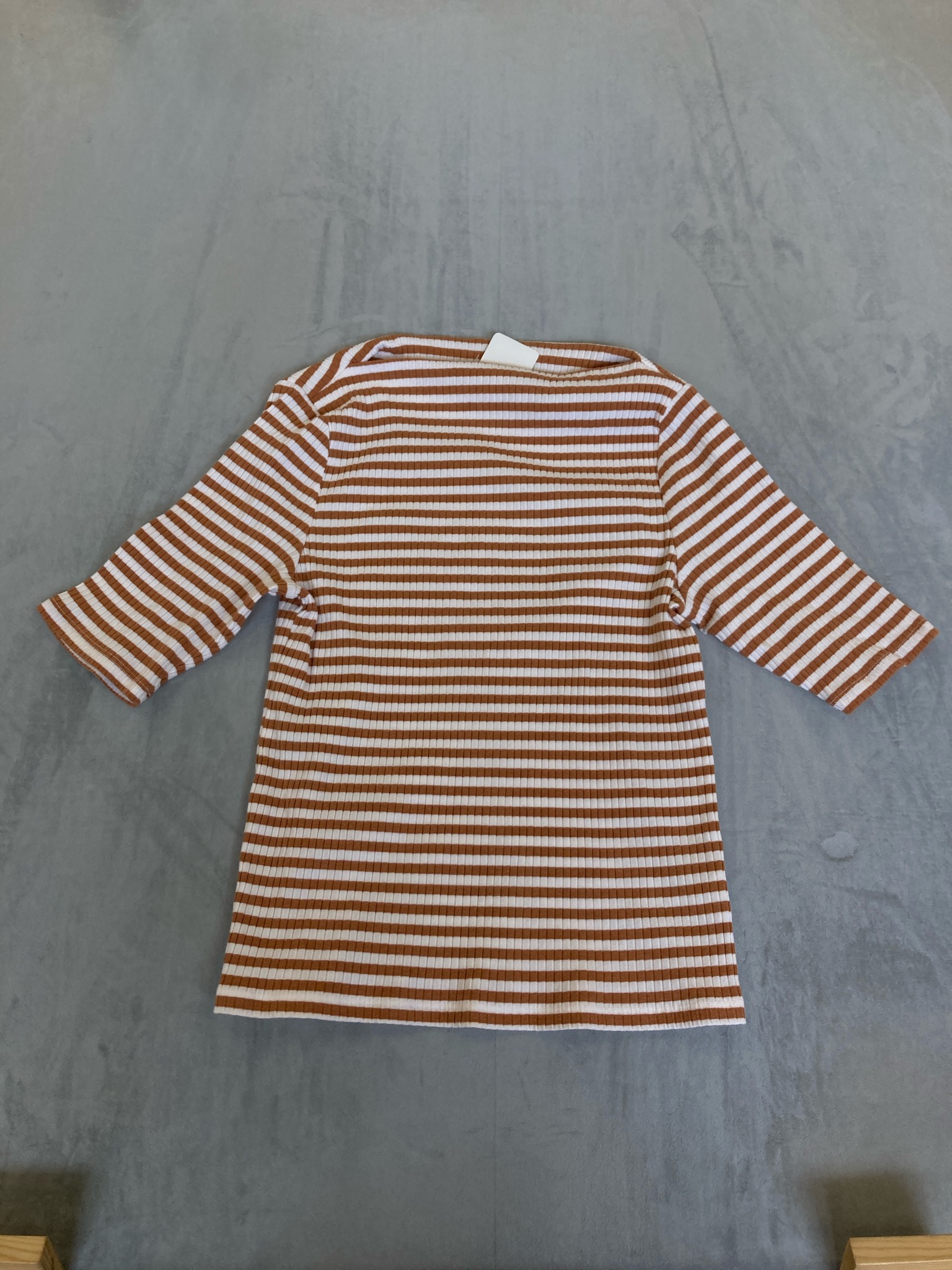 Rust Brown and Cream Striped Knit Top Size L
