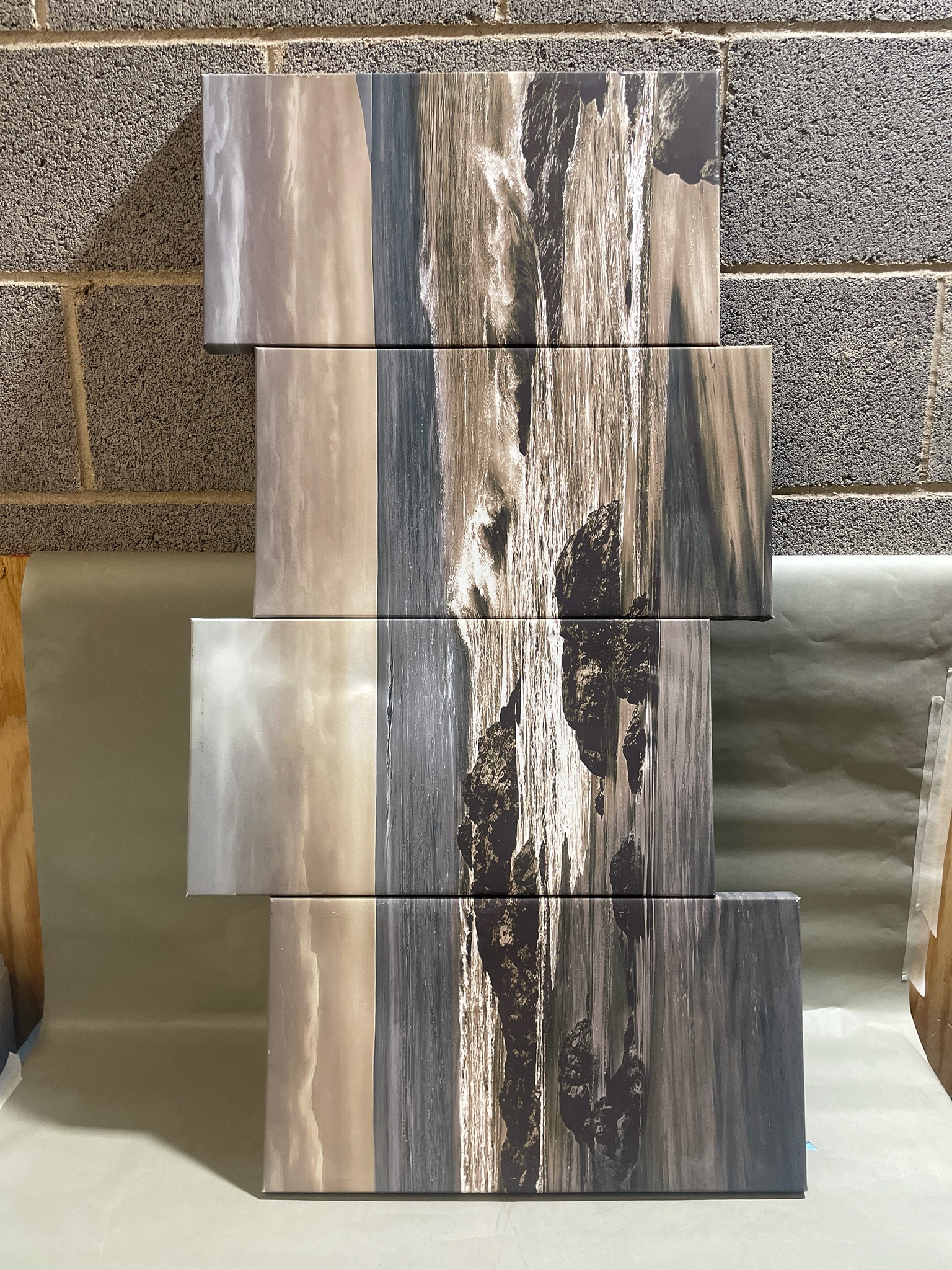Gray Taupe Abstract Four Panel Wall Art