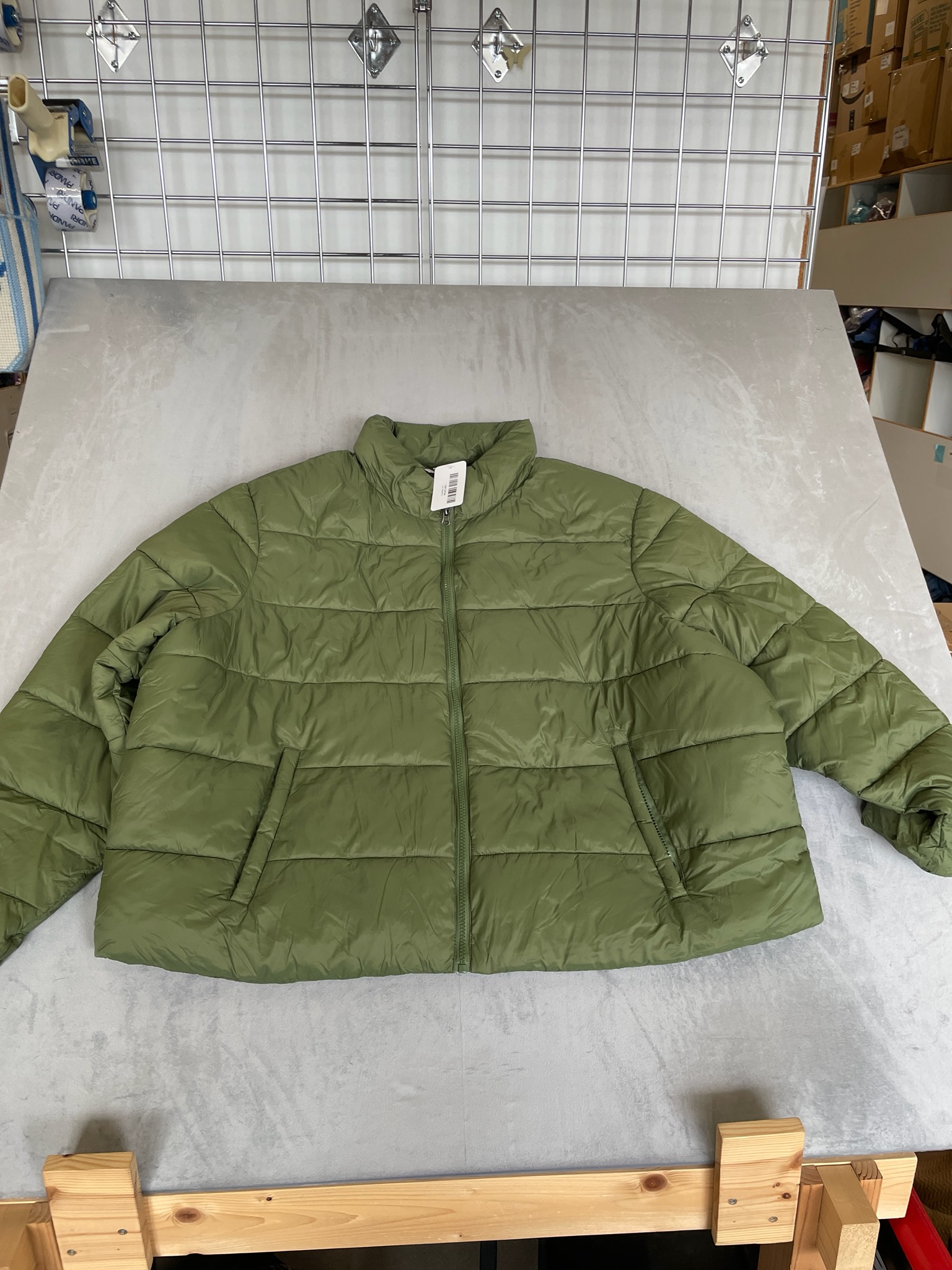 Time and Tru Olive Green Quilted Puffer Jacket Size 3X (24W-26W)