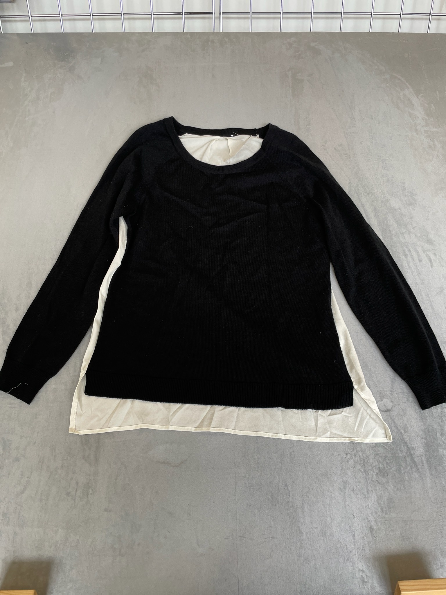 Black and Ivory Color Block Top