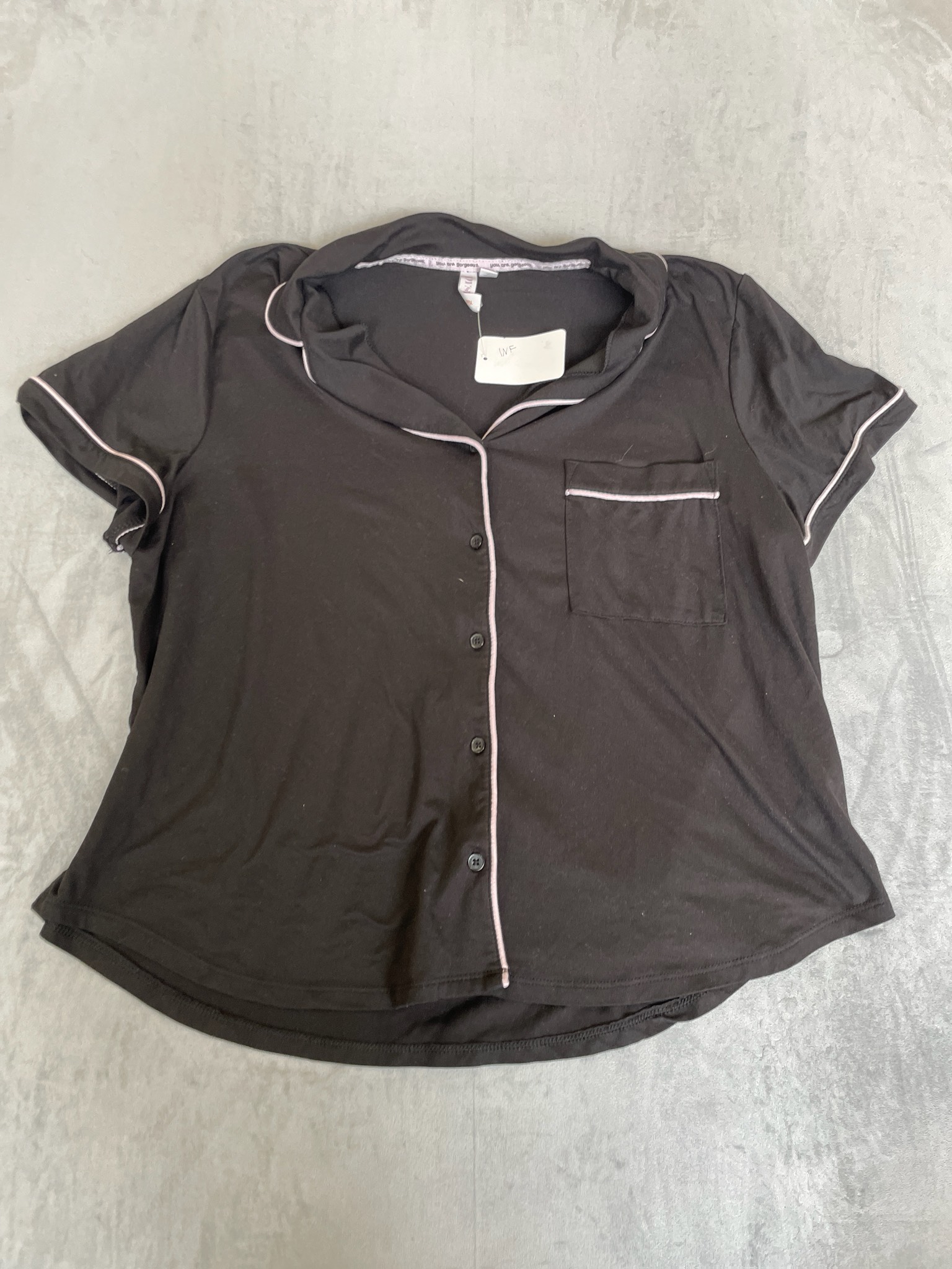 Forever 21 Charcoal Short Sleeve Piped Pajama Top Size XL (16-18)