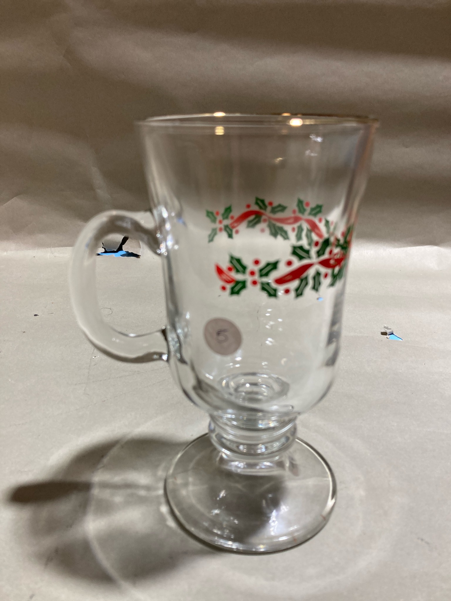 Clear Holiday Footed Glass Mug
