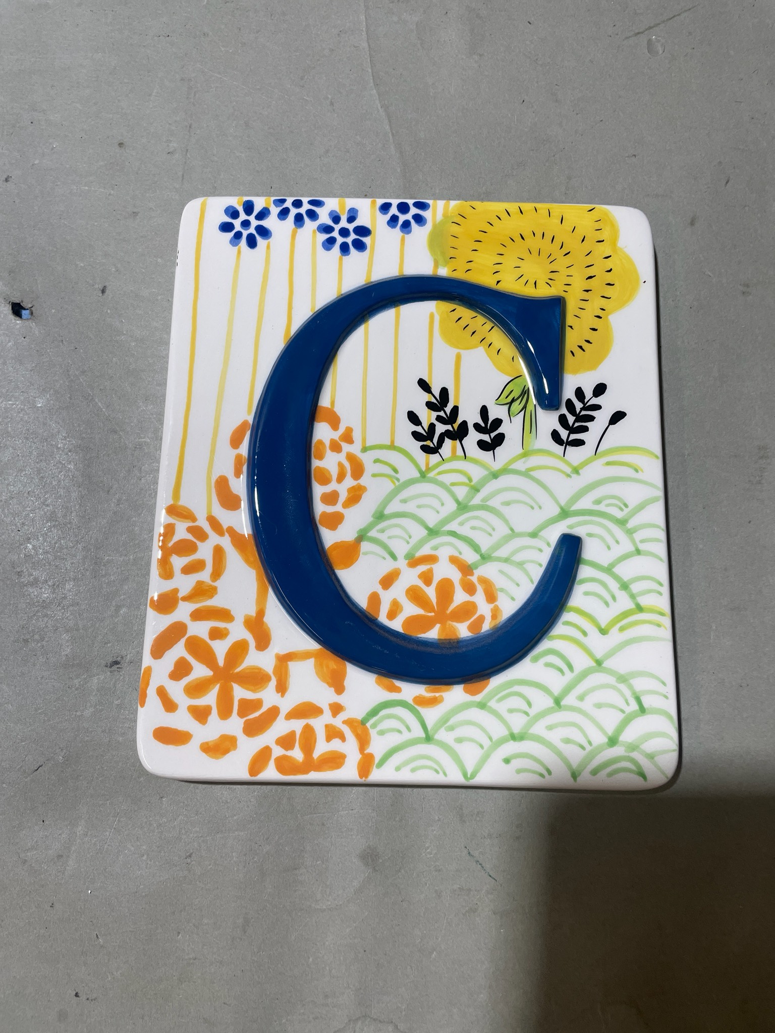 White Ceramic Letter C Wall Plaque