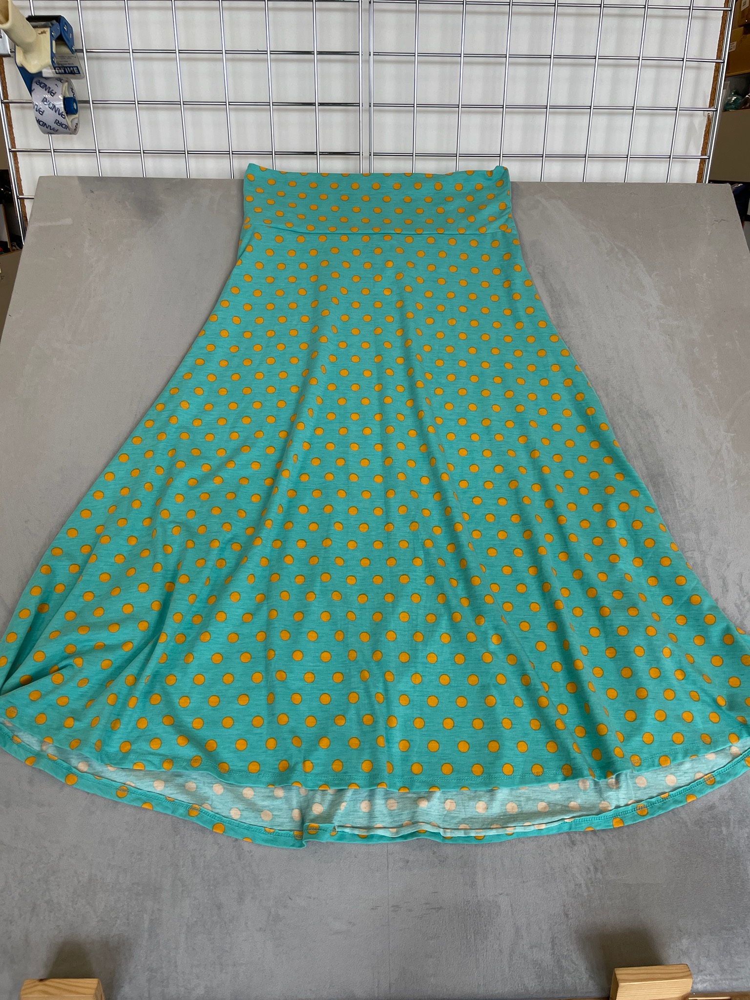 LuLaRoe Turquoise Orange Polka Dot Maxi Skirt Size 2XL