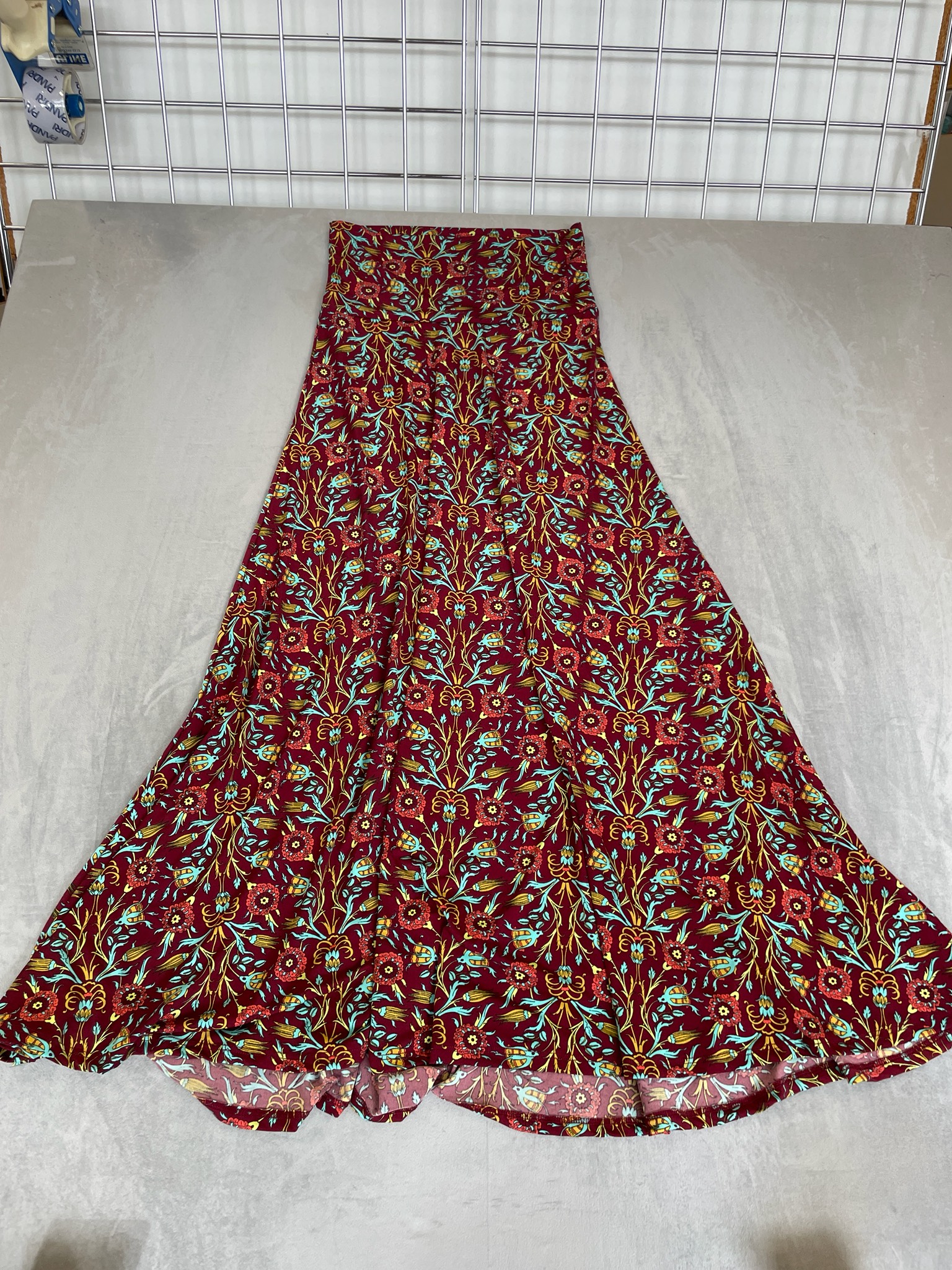 LuLaRoe Burgundy Floral Paisley Maxi Skirt Size XS