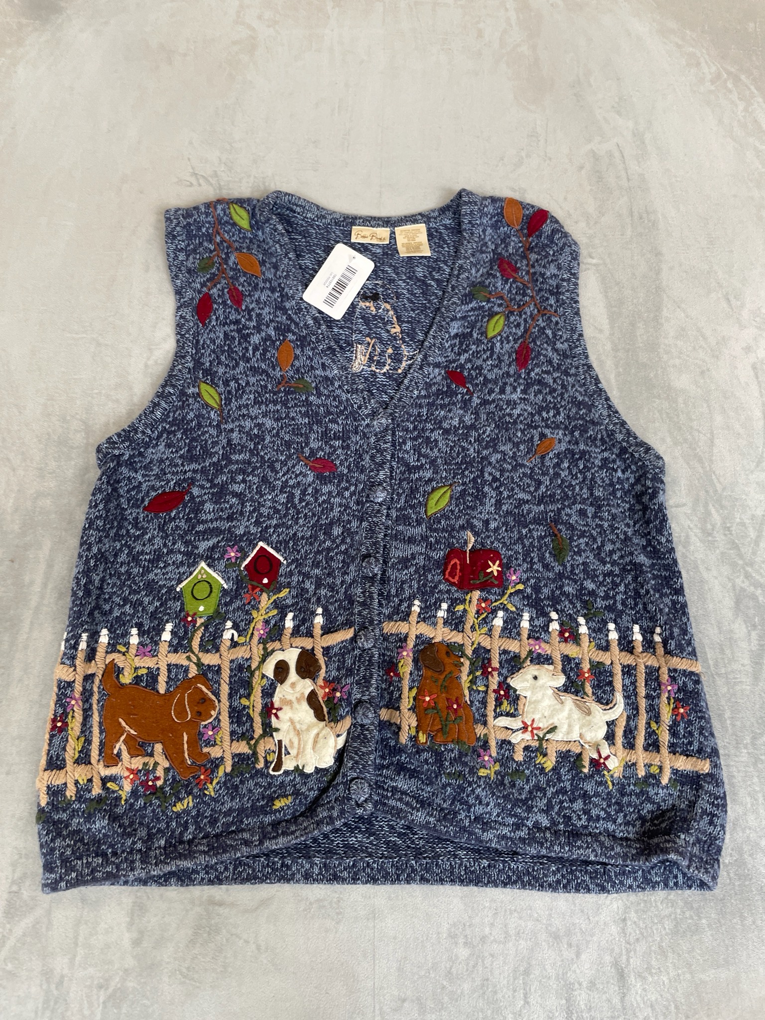 Dobbie Brooks Blue and White Marled Rayon Cotton Sweater Vest Size 18W/20W