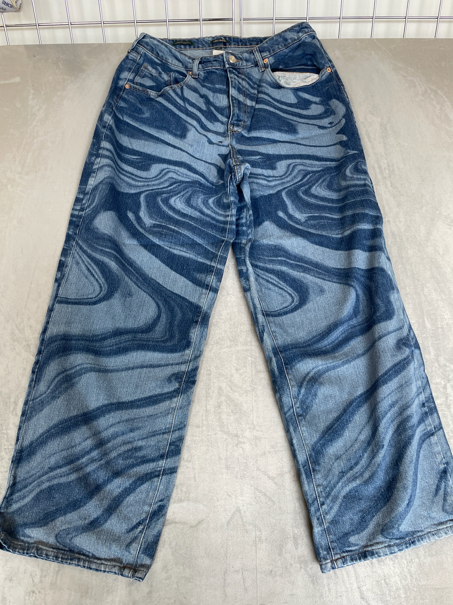 Wild Fable Blue Wavy Pattern Denim Jeans