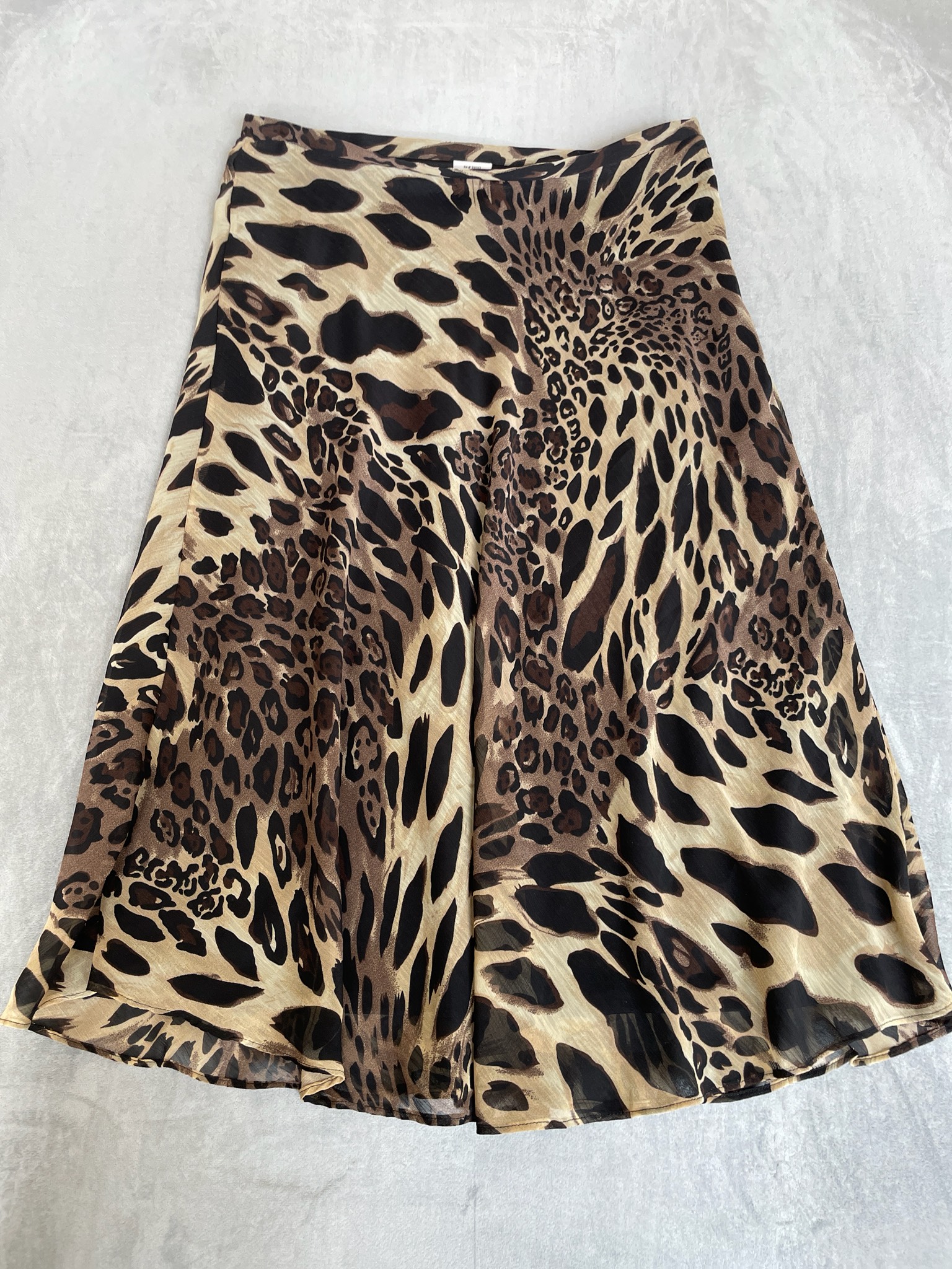 Tan Animal Print Polyester Skirt Size 10
