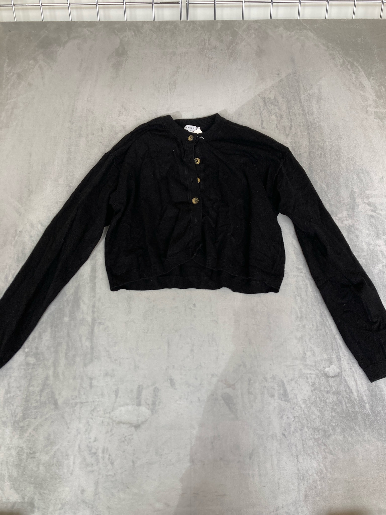 Gianni Bini Black Knit Cropped Cardigan Size L