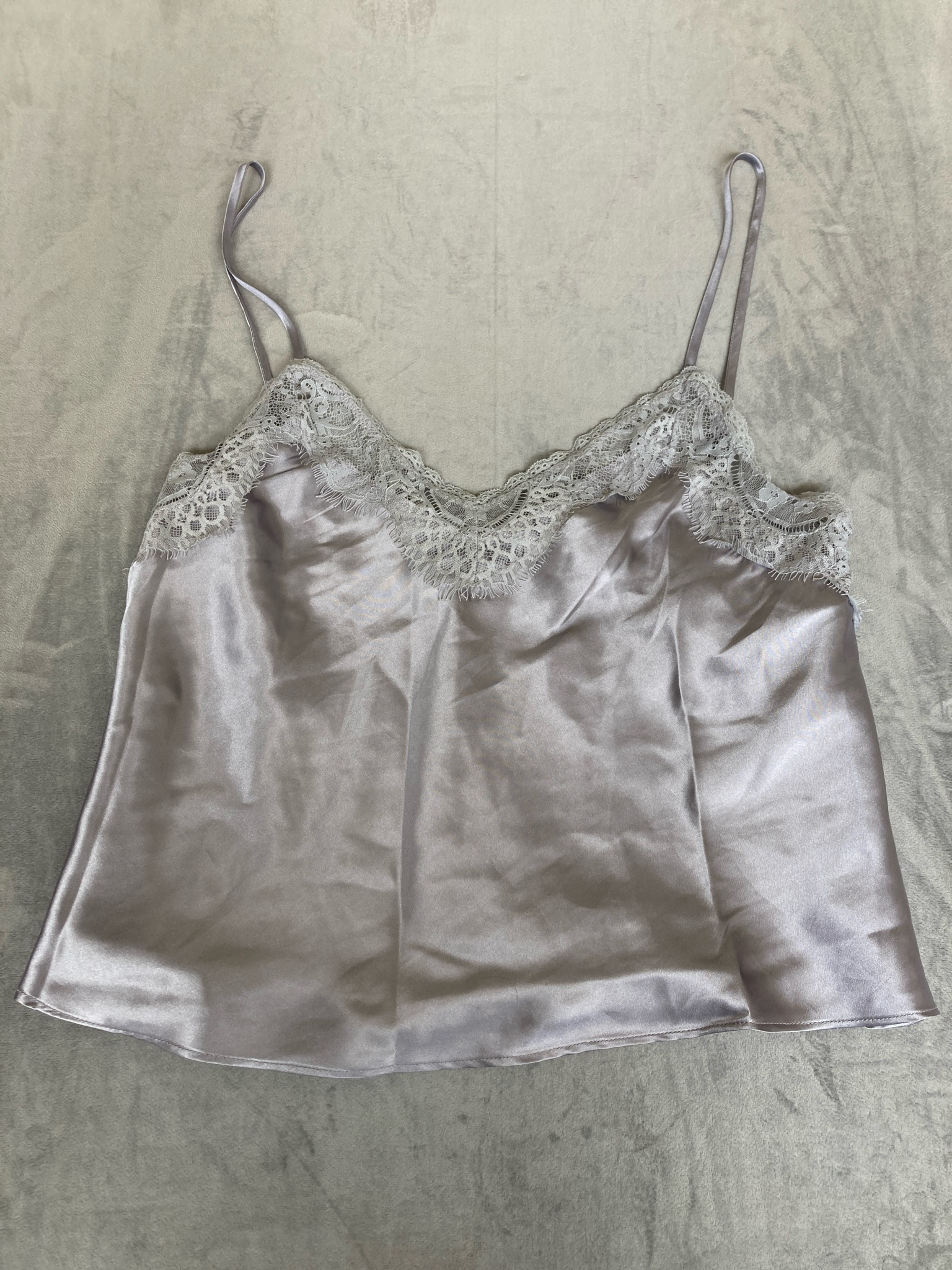 In Bloom by Jonquil Lavender Gray Lace Trim Camisole Size M