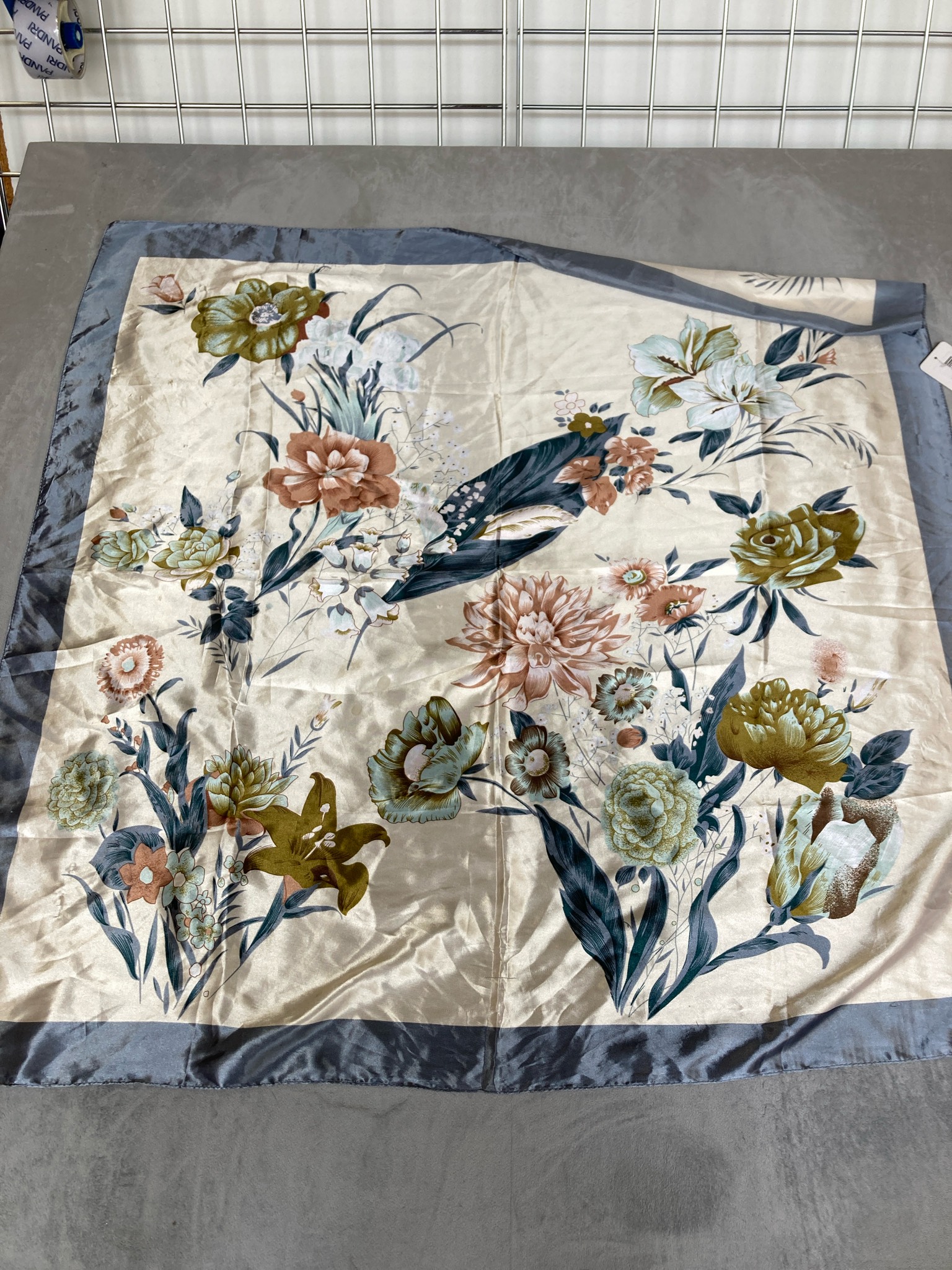 Ivory Floral Square Scarf