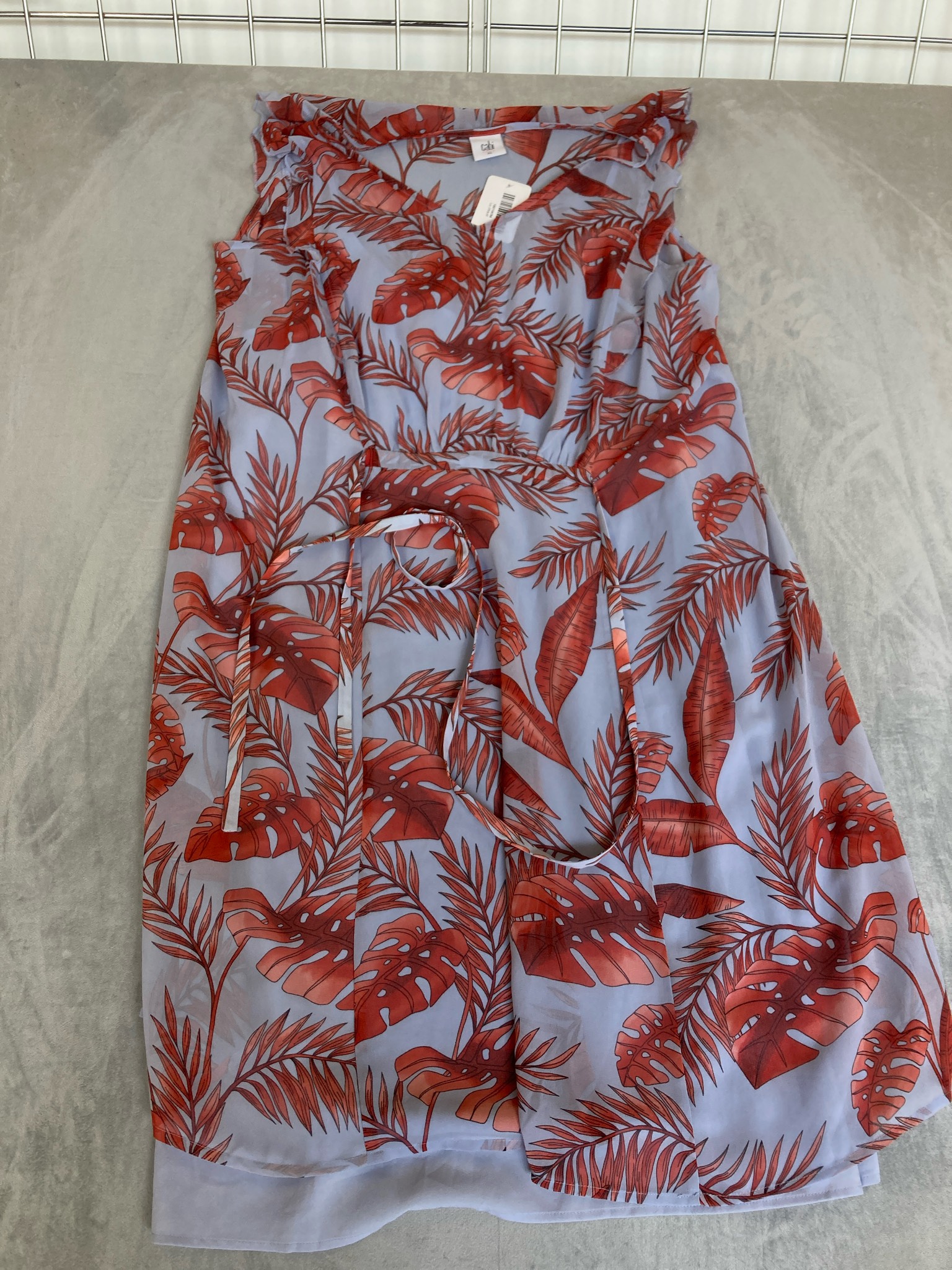 CAbi Pale Blue Tropical Print Skirt Size XL