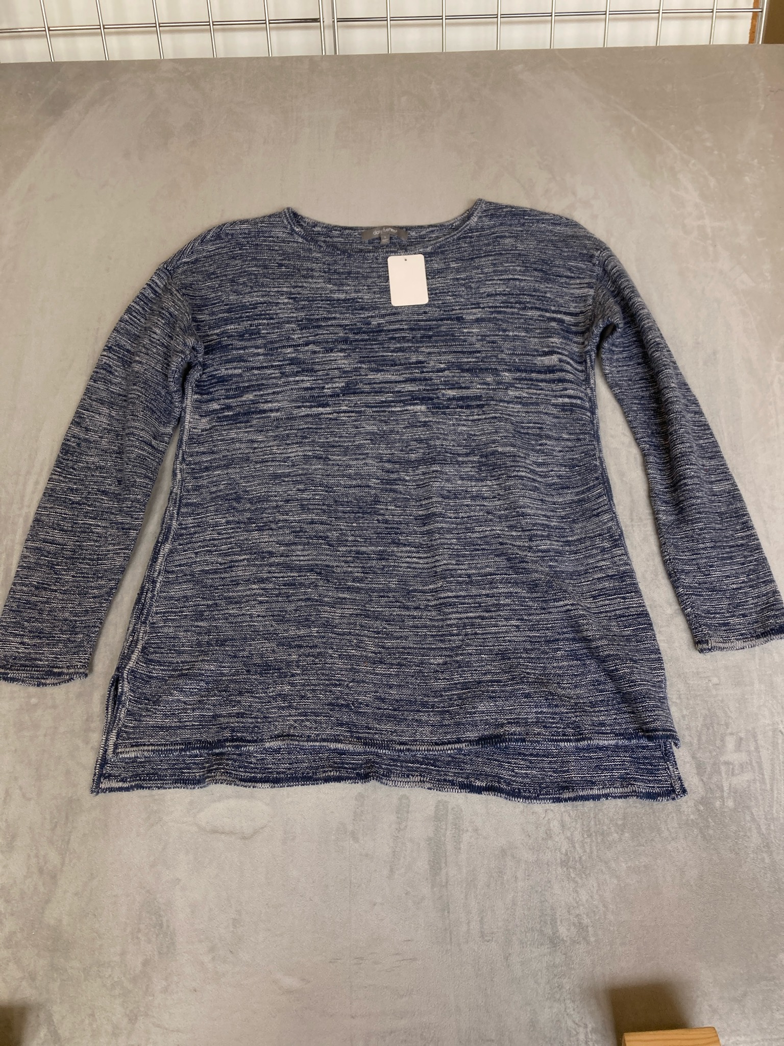 Daisy Fuentes Blue and White Marled Knit Sweater Size Large