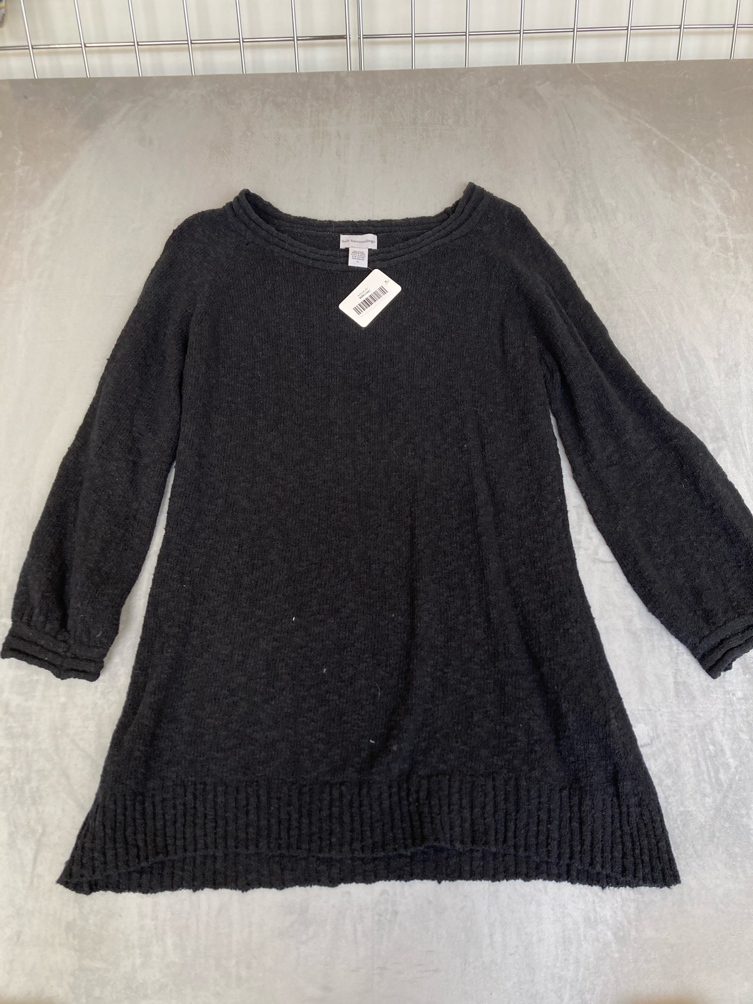 Soft Surroundings Black Cotton Acrylic Knit Sweater Tunic Size XL